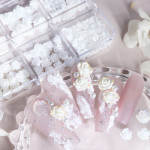 6 Grilles Rose <span class=keywords><strong>Blanc</strong></span> Fleur Nail Charms Coréen Pièces <span class=keywords><strong>Noir</strong></span> NailArt Cravate Décoration Kawaii Accessoires Manucure Fournitures Polymère Argile - Product Image 4