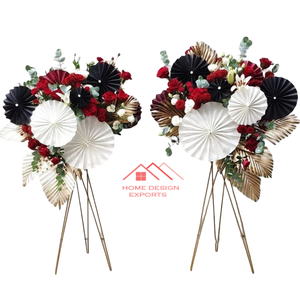 Personalizado al por mayor de la boda Centros de mesa estante evento exhibición decoración rectángulo Metal boda acabado negro soporte de flores - Product Image 4