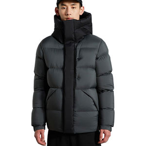Spring High Necked Thick Waterproof Plus Size Knitted Hooded Puffer <b>Jacket</b> Men Outdoor Casual - Product Image 2