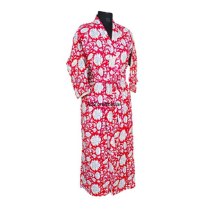 Nuevo Kimono de Terciopelo de Algodón 100% con Estampado Floral, Cuello en V, Largo Completo, Elegante y de Alta Calidad para Mujer - Product Image 5