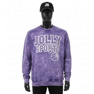 Sudadera para Hombre, Estilo Sun Fade, 320 GSM, Felpa de Algodón, Lavado Ácido Morado, Cuello Redondo, Impresión de Pantalla, Logotipo Personalizado, Lavado Básico - Product Image 6