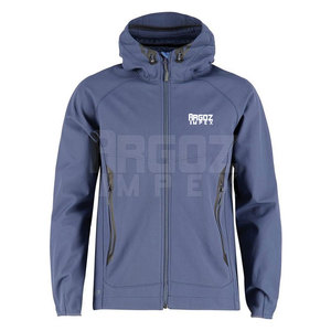 แจ็คเก็ตกันหนาวผู้ชายผ้านิ่มมีฮู้ดทำจากโพลีเอสเตอร์ระบายอากาศมีโลโก้ออกแบบเองสำหรับใช้กลางแจ้งพร้อมโลโก้ด้านหน้า - Product Image 1