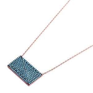 Pendentif rectangulaire en pierre de turquoise nano, fait main en Turquie, en argent, élégant et tendance, vente en gros - Product Image 2