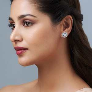 Pendientes de Acero Inoxidable Religiosos Vintage con Zirconia y Perla en Forma de Copo de Nieve 155217 para Bodas y Fiestas - Product Image 1