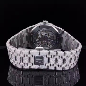 Reloj de Cuarzo Premium para Hombre con Diamantes Moissanite, Reloj Analógico de Acero Inoxidable de Lujo para Negocios, Oficina y Fiestas - Product Image 4