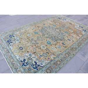 Grand tapis turc vintage 6,2x9,6 pieds, tapis en laine bleue - Product Image 3