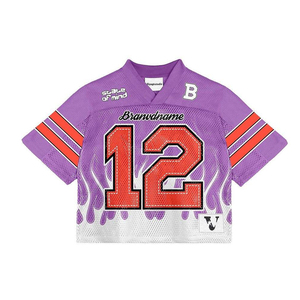 Maillot de football américain court en mesh personnalisé, T-shirts de football en mesh surdimensionnés, vente en gros de maillots de football, vêtements de sport - Product Image 5