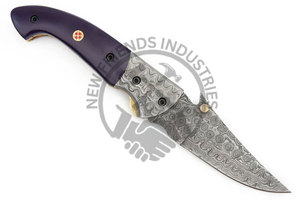 Couteau pliant personnalisé de qualité EDC en acier damas fait à la main avec manche en résine pour camping en plein air chasse randonnée OEM ODM - Product Image 5