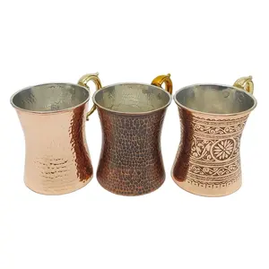 Lot de 3 mugs en cuivre Moscow Mule Sublimation cuivre plaqué chope à bière gravée et martelée avec poignées