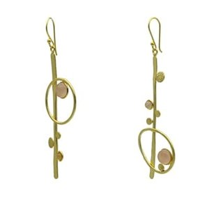 SOUMYA CREATIONS Boucles d'oreilles tendance pour femme en laiton plaqué or avec pierre précieuse onyx vert et motif géométrique - Product Image 2
