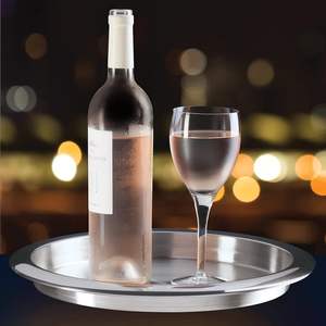 Bandeja redonda de acero inoxidable para servir, bandeja de barra para mostrar bebidas, flautas de whisky, bandejas circulares para hoteles domésticos - Product Image 1