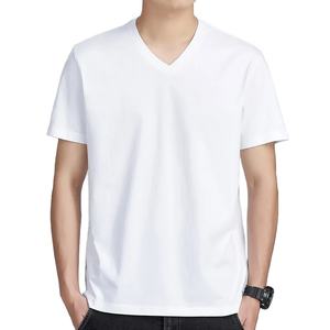 เสื้อแขนสั้นผู้ชาย คุณภาพสูง ผ้าฝ้าย 100% สวมใส่สบาย ทรงหลวมเรียบง่าย คอวี สีพื้น แฟชั่นลำลอง สไตล์ไฮสตรีท - Product Image 2