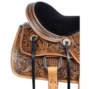 Sillín de caballo de estilo occidental mecanizado a mano de alta moda | Sillín de doma de cuero Premium para montar en inglés Rodeo Trail & Show Use - Product Image 3