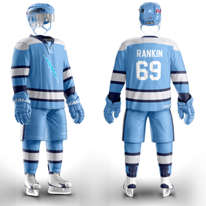 Ensemble d'uniformes de hockey sur glace 100 % polyester imperméable et respirant, personnalisable avec logo, prix de gros, sublimation 2025, vêtements de sport d'équipe - Product Image 3