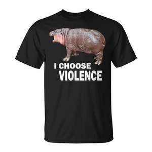 Camiseta I Choose Violence Meme, unisex, para adultos, manga corta, cuello redondo, impresión digital - Product Image 1