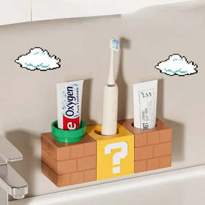 Super Mario Bros <b>Toothbrush</b> <b>Holder</b> with Bros Pattern Plastic Cup - Product Image 2