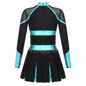 La pratique de cheerleading pratique de nouvelle mode place des uniformes à motif solide au-dessus du genou avec des hauts courts - Product Image 3