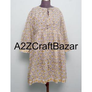 Robe décontractée en coton à fleurs bohème à col en V de qualité supérieure pour femmes Impression numérique Taille naturelle Occasion de fête Lavable - Product Image 1
