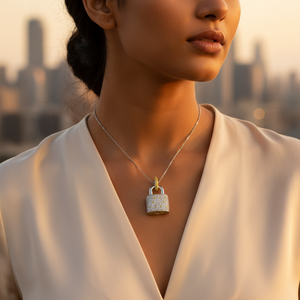 Colgante de Candado de Plata 925 con Circonita Cúbica para Mujer, Joyería Religiosa de Moda, Patrón de Gota de Agua, Colgante con Dije de Oro Rosa - Product Image 1