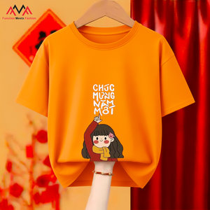 Orange Regular Printed (Graphic Print) 100% Cotton Knitted Casual / Streetwear / Beachwear Eco-Friendly FMF T-Shirt / Lunar Tet - Product Image 3