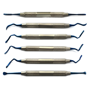 Kit d'instruments de procédure d'implant de chirurgie de tunnel de gomme de sinus parodontal ascenseurs embouts enduits de titane bleu dentaire Kit de 6 pièces - Product Image 1