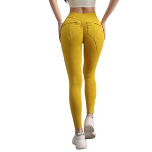Mallas de gimnasio de compresión transpirables sin costuras de cintura alta estilo informal entrenamiento de secado rápido logotipo antibacteriano tejido agradable a la piel - Product Image 6