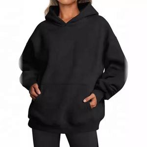 Nouveau sweat à capuche à manches longues pour femmes automne et hiver couleur unie - Product Image 6