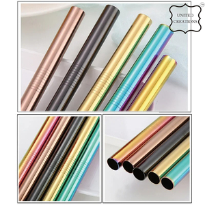 Paille coudée droite réutilisable écologique de luxe, ensemble d'accessoires de verres en acier inoxydable de qualité alimentaire, boîte emballée de paille en métal - Product Image 3