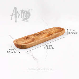 Plateau de service en bois d'olivier plat divisé - Product Image 3