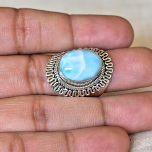 Wholesale 925 Sterling <b>Silver</b> Boho Dainty Larimar <b>Statement</b> <b>Rings</b> for Women Anniversary Partywear Gift - Product Image 4