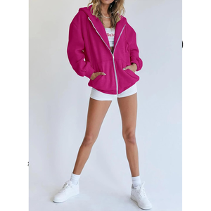 Sweat à capuche imprimé couleur personnalisé pour femmes poche kangourou à épaules tombantes surdimensionné pour les femmes - Product Image 5