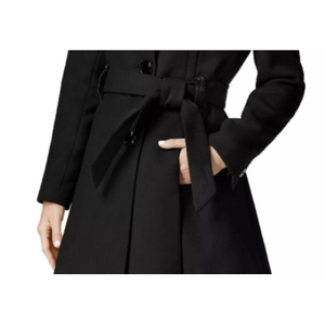 Madden Girl Junior's Long Woolen <b>Coat</b> with Belt and <b>Skirt</b> Autumn Parka for Kids Size Large Black Printed Cotton Filling - Product Image 3