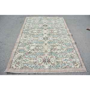 Alfombra Turca Vintage de 5.3x8 pies (162x245 cm), Alfombra de Lana con Borde Marrón - Product Image 1