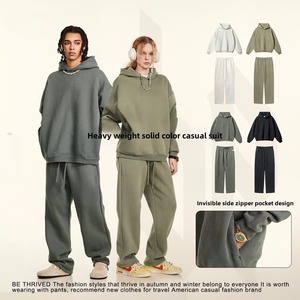 Conjuntos de Otoño 2024 Personalizados para Mujer, con Logotipo, Sudadera con Capucha 100% Algodón, 345G, Gruesa, Holgada, Informal, de Felpa, Pantalones Deportivos - Product Image 5