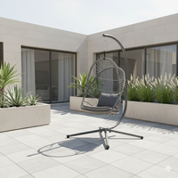 Fauteuil suspendu moderne en acier avec support, chaise à bascule d'extérieur avec coussin imperméable pour patio, jardin, balcon, école et parc