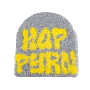 100% Acrylic Mohair Slouchy Knitted Winter <b>Beanie</b> <b>Hats</b> for <b>Men</b> and Women Printed Logo Custom Embroidered Digital Printing - Product Image 2