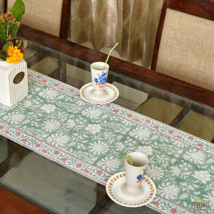 Wholesale 100% Pure Cotton Indian Hand Block Floral Printed Luxury Border Design Table Runner-Custom Color Size for Weddings - Product Image 3