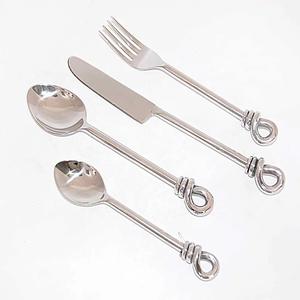 Couverts traditionnels en argent Offre Spéciale acier inoxydable titane argent avec poignée arrondie ensemble de couverts sûrs et sains pour un usage quotidien - Product Image 3