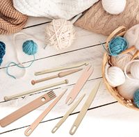 Kit d'outils de couture en bois 17 pièces, aiguilles à tisser à la main, bâtons de métier à tisser pour la tapisserie, accessoires de tricot en bois durables