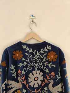 Handcrafted Blue Suzani Velvet <b>Jacket</b> Floral Fancy Embroidery Style For Unisex Boho <b>Hippie</b> coat Indian Wholesaler - Product Image 4