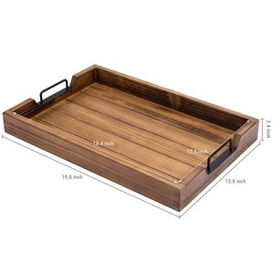 Bandeja DE SERVICIO DE MADERA rectangular de Venta caliente con mango de metal hecho a mano de calidad superior para uso diario - Product Image 4