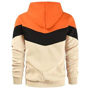Men's Casual Long Sleeve Pullover Fleece Hoodie Novelty Color Block Design Plus Size <b>Maternity</b> Features <b>Winter</b> Seamless Pocket - Product Image 3