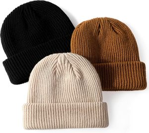 Custom Rib Knit Cuffed Beanie <b>Winter</b> Warm Acrylic Knit Hat OEM ODM Logo Embroidery Folded Cuff Skull <b>Cap</b> <b>for</b> <b>Men</b> Women - Product Image 2