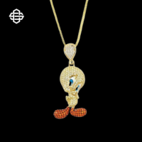 Pendentif Moissanite Iced Bird de Luxe Certifié par un tiers, de haute qualité, pour Hommes et Femmes, en Argent 925 Plaqué, Personnage de Dessin Animé, Hip Hop