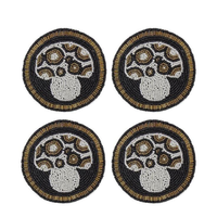 Sous-verres brodés de perles de rocaille en vrac, prix d'usine, sous-verres modernes brodés de perles faits à la main en Inde, tendance et lumineux