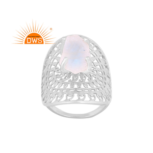 Meilleure qualité en argent sterling fin naturel arc-en-ciel lune pierre gemme Mandala Design bague fabricant de bijoux personnalisés - Product Image 1