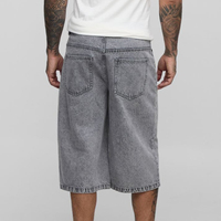 Pantalones Cortos Vaqueros de Mezclilla para Hombre, Estilo Hip Hop Urbano, 100% Algodón, Lavado Ácido, Transpirables, Impermeables, Holgados y Largos
