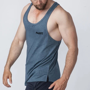 Men's High Quality Custom Cotton/Bamboo Fiber Tank Top Vest Breathable Quick Dry Knitted Casual Sports Gym Workout Clothing - Product Image 4