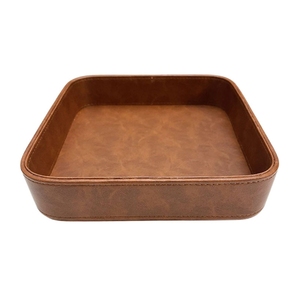 <b>Desk</b> <b>Organizer</b> Luxury Leather <b>Trays</b> Pu Leather Open Design Leather Catchall <b>Tray</b> for Men - Product Image 3