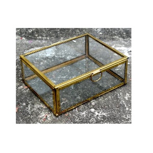 Hot Sale Prices ARTINCO AIC-077 <b>Glass</b> Brass <b>Jewelry</b> Storage <b>Box</b> Custom Size Personalized Design Decorative Handmade Exporter - Product Image 4